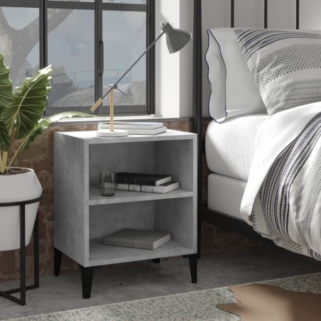 Comodini con Gambe in Metallo 2 pz Grigio Cemento 40x30x50 cm