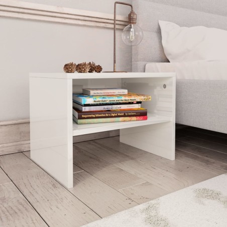 Comodini Bianco Lucido  2 pz 40x30x30 cm in Truciolato