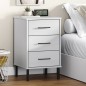 Comodino con Gambe in Metallo Bianco Legno Massello Pino OSLO Comodino con Gambe in Metallo Bianco Legno Massello Pino OSLO