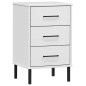 Comodino con Gambe in Metallo Bianco Legno Massello Pino OSLO Comodino con Gambe in Metallo Bianco Legno Massello Pino OSLO