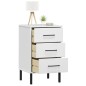 Comodino con Gambe in Metallo Bianco Legno Massello Pino OSLO Comodino con Gambe in Metallo Bianco Legno Massello Pino OSLO