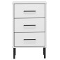 Comodino con Gambe in Metallo Bianco Legno Massello Pino OSLO Comodino con Gambe in Metallo Bianco Legno Massello Pino OSLO