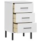Comodino con Gambe in Metallo Bianco Legno Massello Pino OSLO Comodino con Gambe in Metallo Bianco Legno Massello Pino OSLO