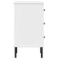 Comodino con Gambe in Metallo Bianco Legno Massello Pino OSLO Comodino con Gambe in Metallo Bianco Legno Massello Pino OSLO