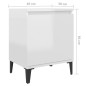 Comodino con Gambe in Metallo Bianco Lucido 40x30x50 cm Comodino con Gambe in Metallo Bianco Lucido 40x30x50 cm