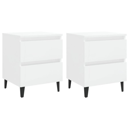 vidaXL Comodini 2pz Bianco Lucido 40x35x50 cm in Legno Multistrato