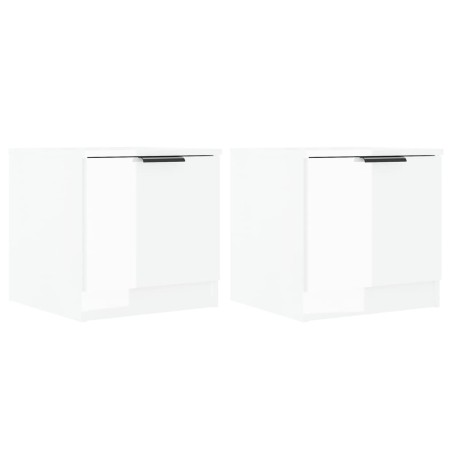 Comodini 2 pz in Bianco Lucido 40x39x40 cm