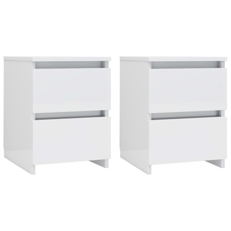 Comodini Bianchi Lucidi 2 pz 30x30x40 cm in Truciolato