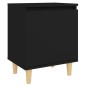 Comodino con Gambe in Legno Massello Nero 40x30x50 cm Comodino con Gambe in Legno Massello Nero 40x30x50 cm