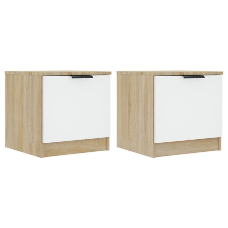 Comodini 2 pz in Bianco e Rovere Sonoma 40x39x40 cm