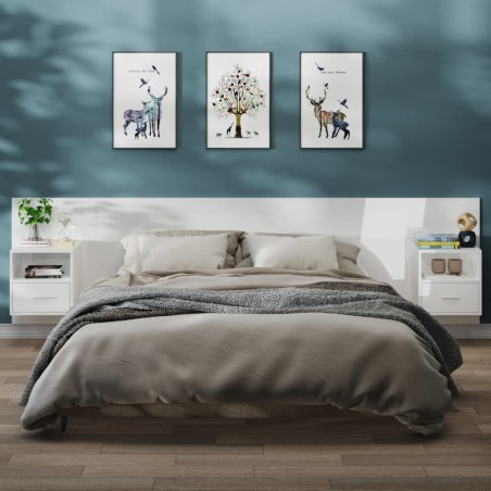 Comodini a Muro 2 pz Bianco Lucido