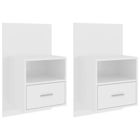 Comodini a Muro 2 pz Bianco Lucido