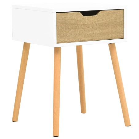 Comodino Bianco e Rovere Sonoma 40x40x56 cm in Truciolato