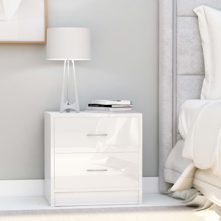 Comodini 2 pz Bianco Lucido 40x30x40 cm in Truciolato