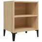 Comodino con Gambe in Metallo Rovere Sonoma 40x30x50cm