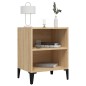 Comodino con Gambe in Metallo Rovere Sonoma 40x30x50cm