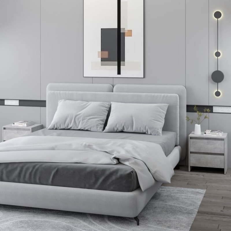 Comodini 2 pz Grigio Cemento 45x34,5x44,5 cm in Truciolato Comodini 2 pz Grigio Cemento 45x34,5x44,5 cm in Truciolato