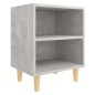 Comodino con Gambe in Legno Massello Grigio Cemento 40x30x50 cm Comodino con Gambe in Legno Massello Grigio Cemento 40x30x50 cm