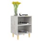 Comodino con Gambe in Legno Massello Grigio Cemento 40x30x50 cm Comodino con Gambe in Legno Massello Grigio Cemento 40x30x50 cm