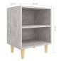 Comodino con Gambe in Legno Massello Grigio Cemento 40x30x50 cm Comodino con Gambe in Legno Massello Grigio Cemento 40x30x50 cm