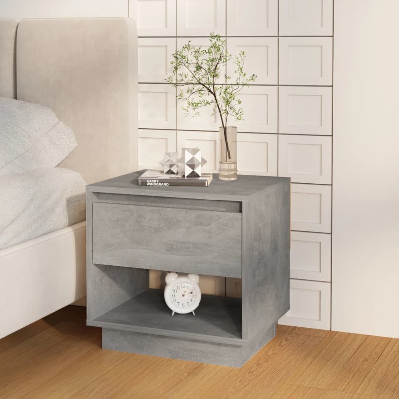 Comodino Grigio Cemento 45x34x44 cm in Truciolato Comodino Grigio Cemento 45x34x44 cm in Truciolato