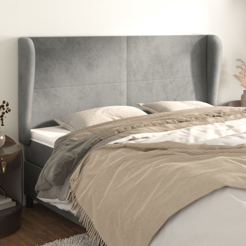 Testiera ad Orecchio Grigio Chiaro 183x23x118/128 cm in Velluto Testiera ad Orecchio Grigio Chiaro 183x23x118/128 cm in Velluto