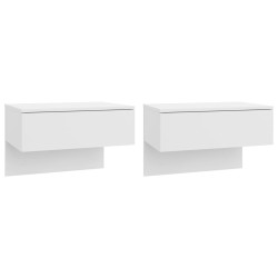 Comodino a Muro 2pz Bianco in Legno Multistrato