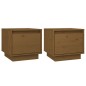 Comodini 2 pz Miele 35x34x32 cm in Legno Massello di Pino Comodini 2 pz Miele 35x34x32 cm in Legno Massello di Pino