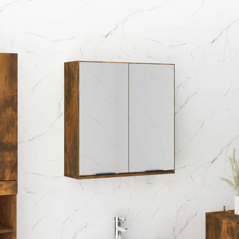 Armadietto a Specchio da Bagno Rovere Fumo 64x20x67 cm Armadietto a Specchio da Bagno Rovere Fumo 64x20x67 cm