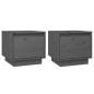 vidaXL Comodini 2 pz Grigi 35x34x32 cm in Legno Massello di Pino vidaXL Comodini 2 pz Grigi 35x34x32 cm in Legno Massello di Pino