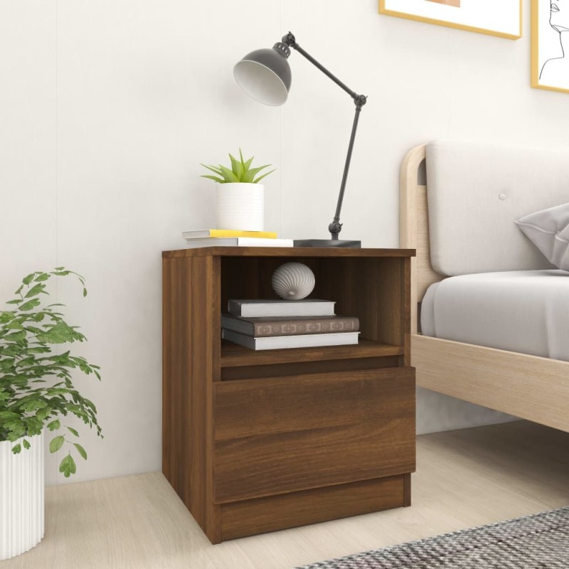 Comodini 2 pz Rovere Marrone 40x40x50 cm in Legno Multistrato Comodini 2 pz Rovere Marrone 40x40x50 cm in Legno Multistrato