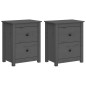 Comodini 2 pz Grigi 50x35x61,5 cm in Legno Massello di Pino Comodini 2 pz Grigi 50x35x61,5 cm in Legno Massello di Pino