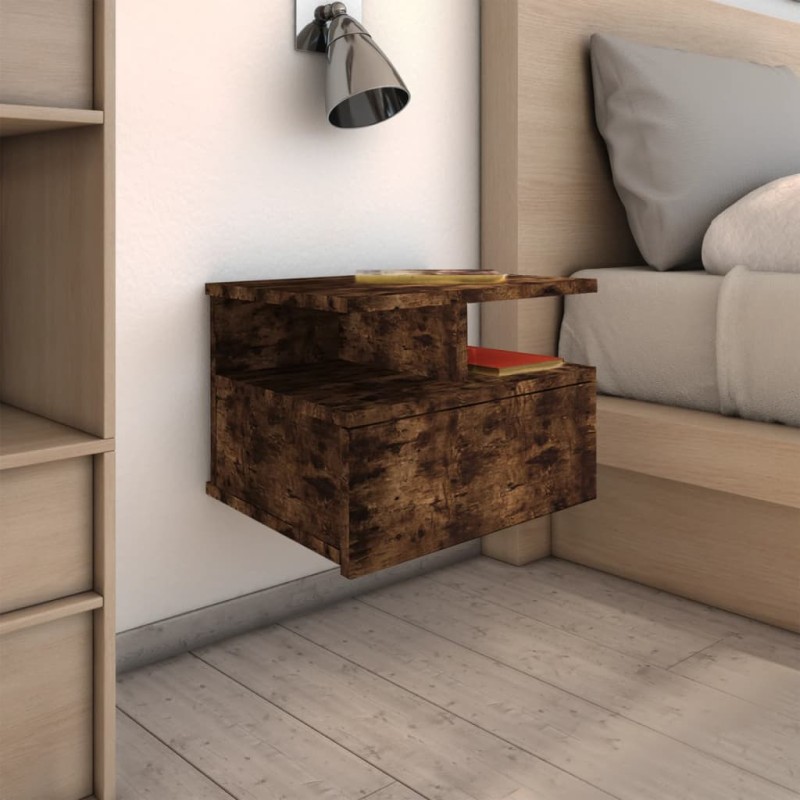 Comodini Pensili Rovere Fumo 2pz 40x31x27 cm Legno Multistrato Comodini Pensili Rovere Fumo 2pz 40x31x27 cm Legno Multistrato