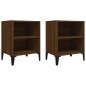 Comodini con Gambe in Metallo 2 pz Rovere Marrone 40x30x50 cm Comodini con Gambe in Metallo 2 pz Rovere Marrone 40x30x50 cm