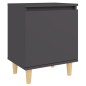 Comodino con Gambe in Legno Massello Grigio 40x30x50 cm Comodino con Gambe in Legno Massello Grigio 40x30x50 cm