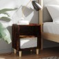 Comodini con Gambe in Legno Massello 2pz Rovere Fumo 40x30x50cm Comodini con Gambe in Legno Massello 2pz Rovere Fumo 40x30x50cm