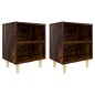 Comodini con Gambe in Legno Massello 2pz Rovere Fumo 40x30x50cm Comodini con Gambe in Legno Massello 2pz Rovere Fumo 40x30x50cm