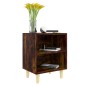 Comodini con Gambe in Legno Massello 2pz Rovere Fumo 40x30x50cm Comodini con Gambe in Legno Massello 2pz Rovere Fumo 40x30x50cm