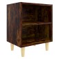Comodini con Gambe in Legno Massello 2pz Rovere Fumo 40x30x50cm Comodini con Gambe in Legno Massello 2pz Rovere Fumo 40x30x50cm
