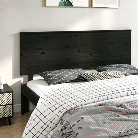 Testiera per Letto Nera 184x6x82,5 cm in Legno Massello di Pino