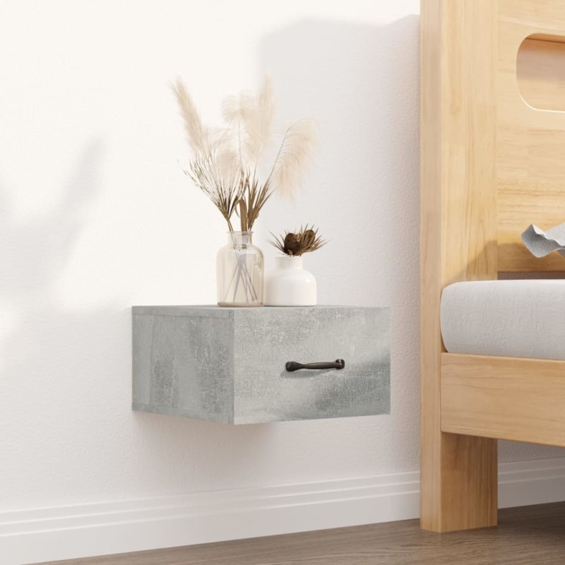 Comodino a Muro Grigio Cemento 35x35x20 cm Comodino a Muro Grigio Cemento 35x35x20 cm