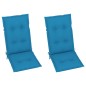 Sedie da Giardino 2 pz con Cuscini Blu in Massello di Teak Sedie da Giardino 2 pz con Cuscini Blu in Massello di Teak