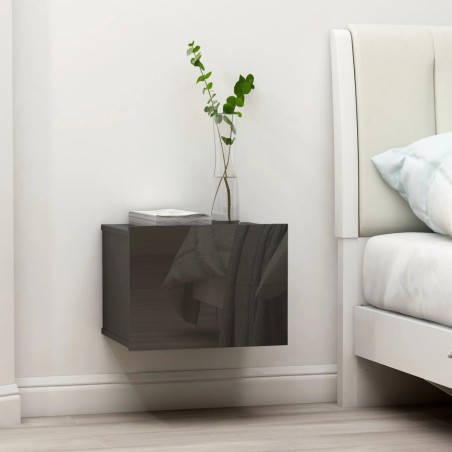 Comodino Grigio Lucido 40x30x30 cm in Truciolato