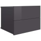Comodino Grigio Lucido 40x30x30 cm in Truciolato Comodino Grigio Lucido 40x30x30 cm in Truciolato