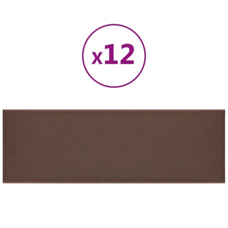 Pannelli Murali 12 pz Marroni 90x30 cm in Similpelle 3,24 m²