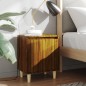Comodino con Gambe in Legno Massello Rovere Marrone 40x35x50 cm Comodino con Gambe in Legno Massello Rovere Marrone 40x35x50 cm