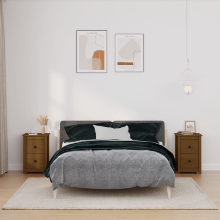 Comodini 2 pz Miele 40x35x61,5 cm in Legno Massello di Pino