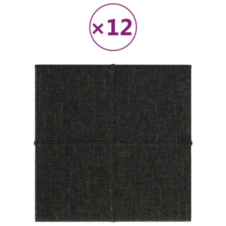 Pannelli Murali 12 pz Neri 30x30 cm in Tessuto 1,08 m²