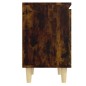 vidaXL Comodino con Gambe in Legno Massello Rovere Fumo 40x35x50 cm vidaXL Comodino con Gambe in Legno Massello Rovere Fumo 40x35x50 cm