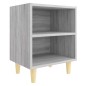 Comodino con Gambe in Legno Massello Grigio Sonoma 40x30x50 cm Comodino con Gambe in Legno Massello Grigio Sonoma 40x30x50 cm